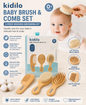 Kidilo Baby Brush & Comb Set – 3 Piece Wooden Grooming Kit for Newborns