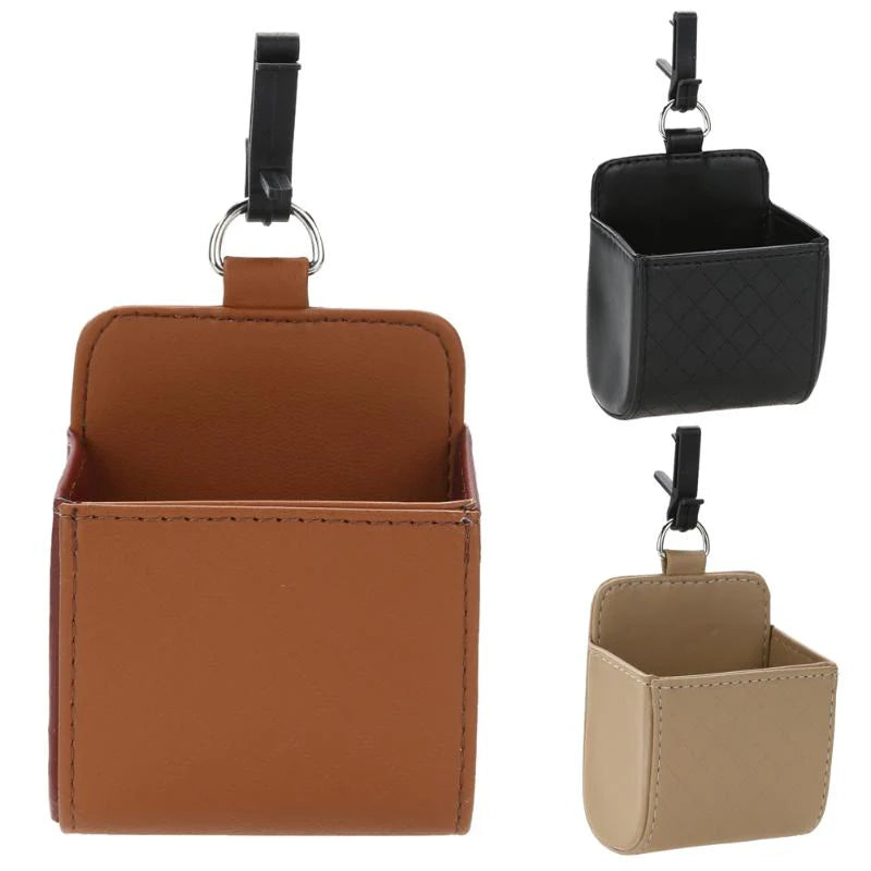 Car Air Vent Mini Storage Box – Luxury Leather Phone Holder & Organizer