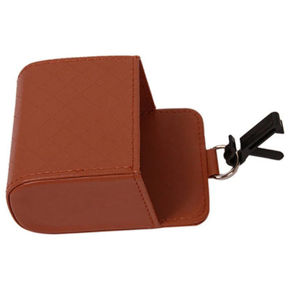 Car Air Vent Mini Storage Box – Luxury Leather Phone Holder & Organizer