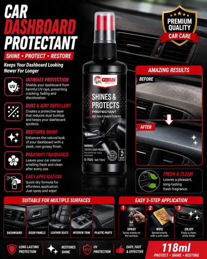 Car Dashboard Protectant – Interior Shine & UV Protection Spray (118ml)