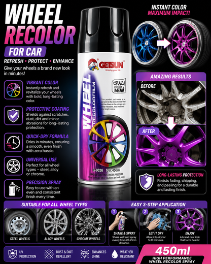 Wheel Recolor Spray For Car – Alloy Rim Paint & Protection Spray (450ml)
