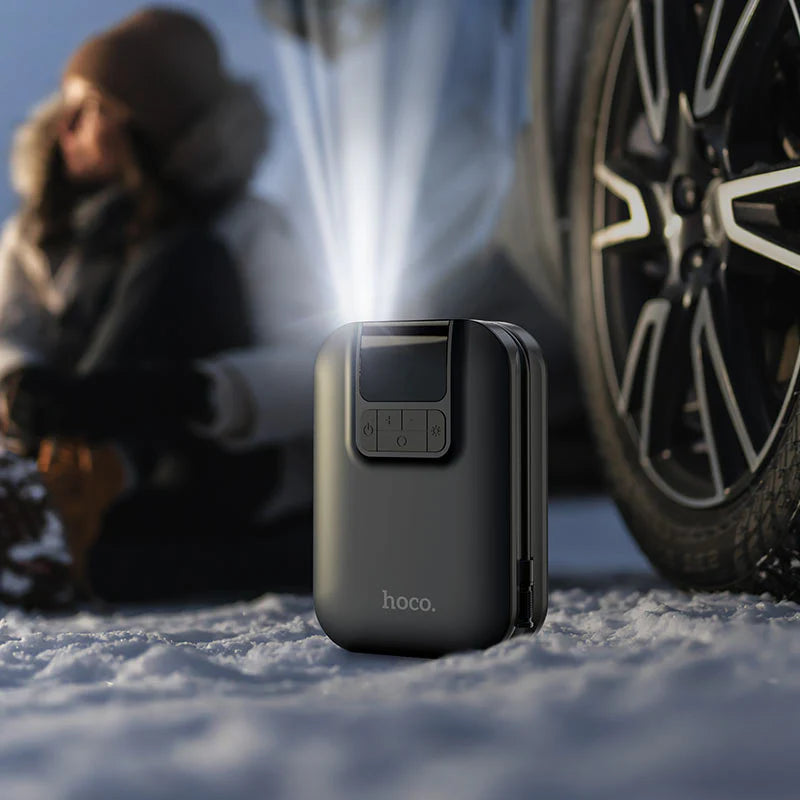 Hoco S53 Portable Smart Air Pump – Wireless Tire Inflator with Emergency Jump Starter