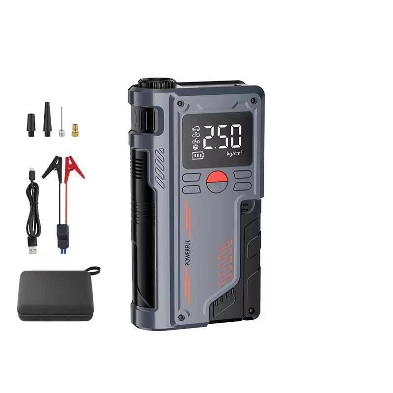 Portable Car Jump Starter with Digital Display – Tire Inflator, Power Bank & Emergency Booster
