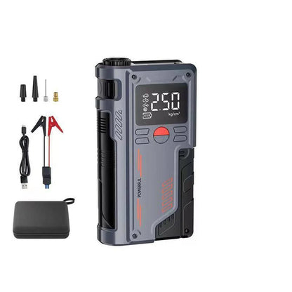 Portable Car Jump Starter with Digital Display – Tire Inflator, Power Bank & Emergency Booster