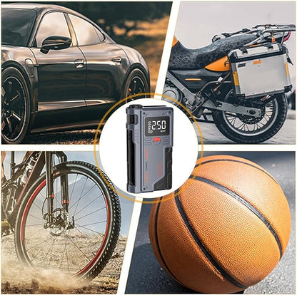 Portable Car Jump Starter with Digital Display – Tire Inflator, Power Bank & Emergency Booster