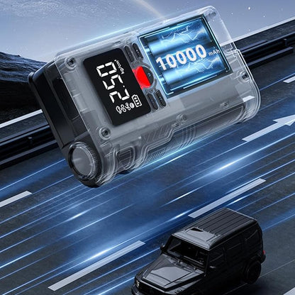 Portable Car Jump Starter with Digital Display – Tire Inflator, Power Bank & Emergency Booster