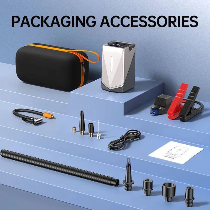 Portable Multi-Function Car Jump Starter – Air Compressor, Power Bank & Emergency Booster