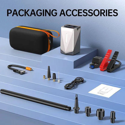 Portable Multi-Function Car Jump Starter – Air Compressor, Power Bank & Emergency Booster